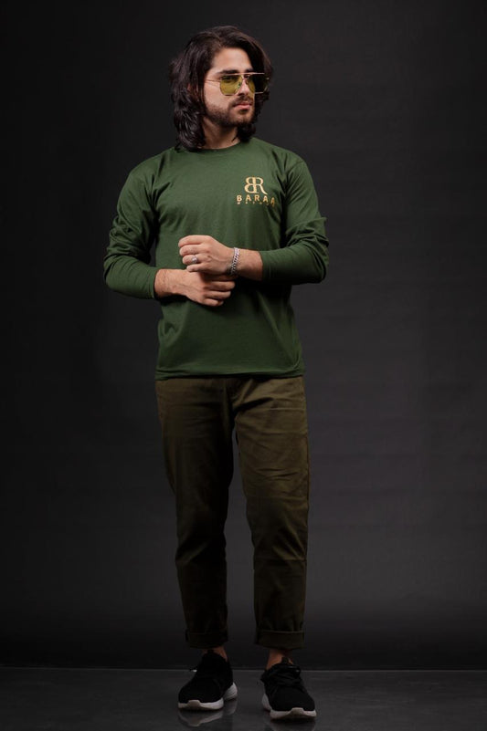 Kaos Lengan Panjang Pria Olive Green – Edisi Signature BARAN
