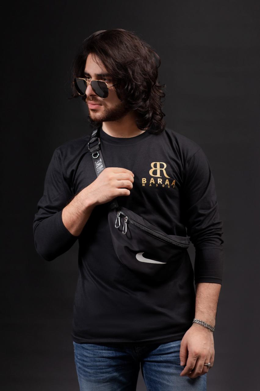Kaos Lengan Panjang Pria Hitam Elegan – BARAA MASOUD Edisi Eksklusif