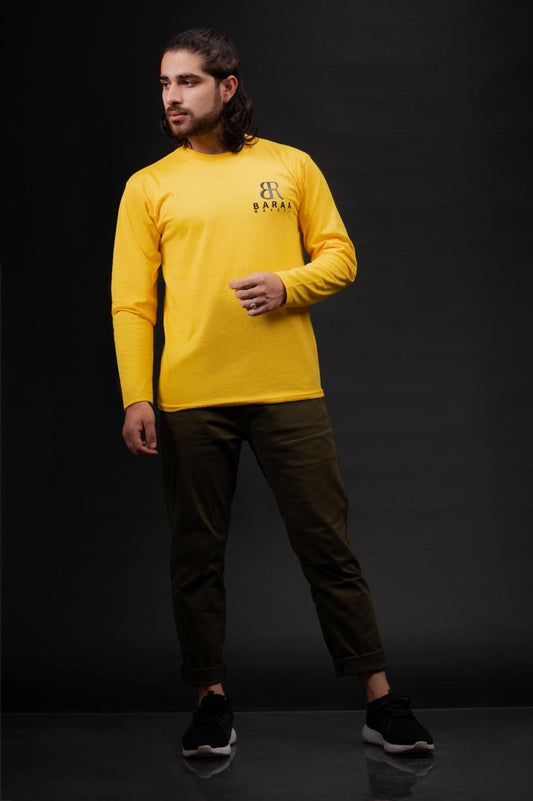 Kaos Lengan Panjang Pria Kuning Cerah – Edisi BARAN Bold Signature